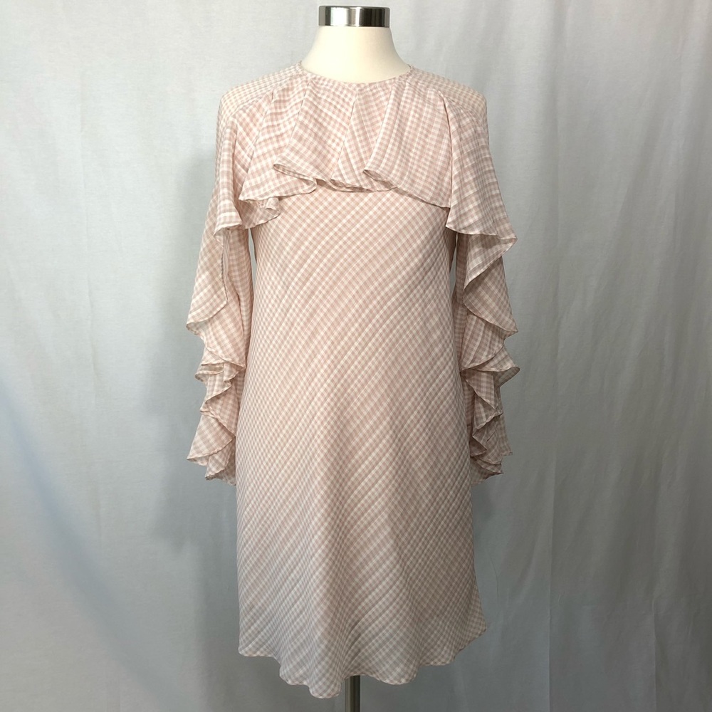 Donna Degnan Ruffle Long Sleeve Gingham Dress